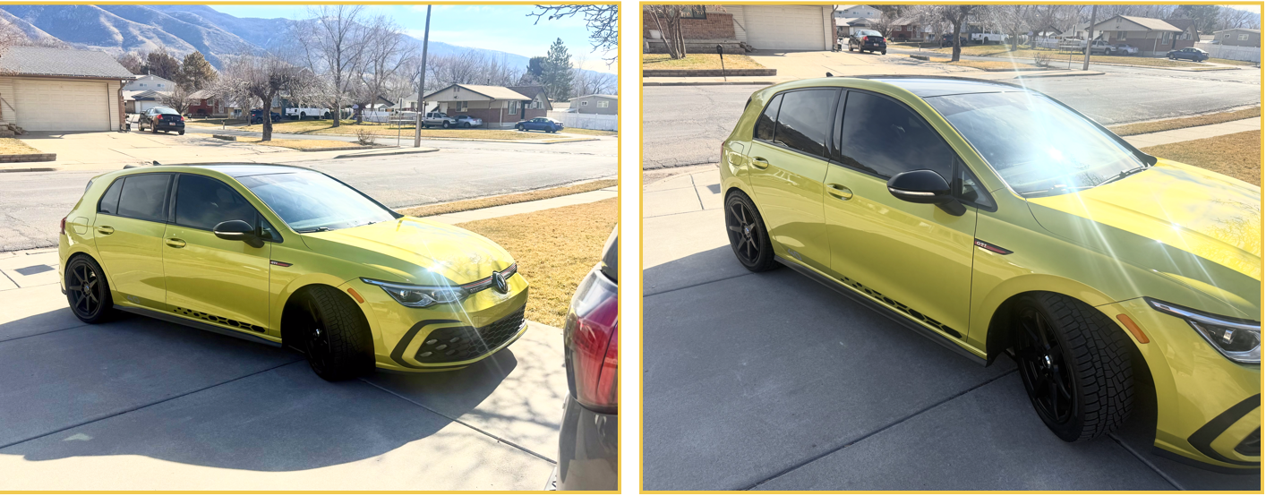 Volkswagen GTI before and after professional detailing and ceramic coating